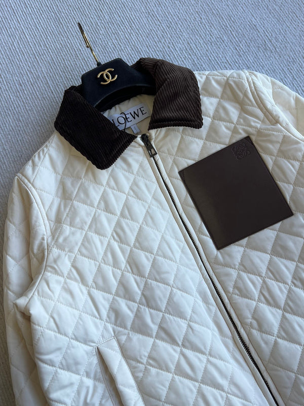 Loewe 2025 Veste Blanc Marron Coton Polyester 325273