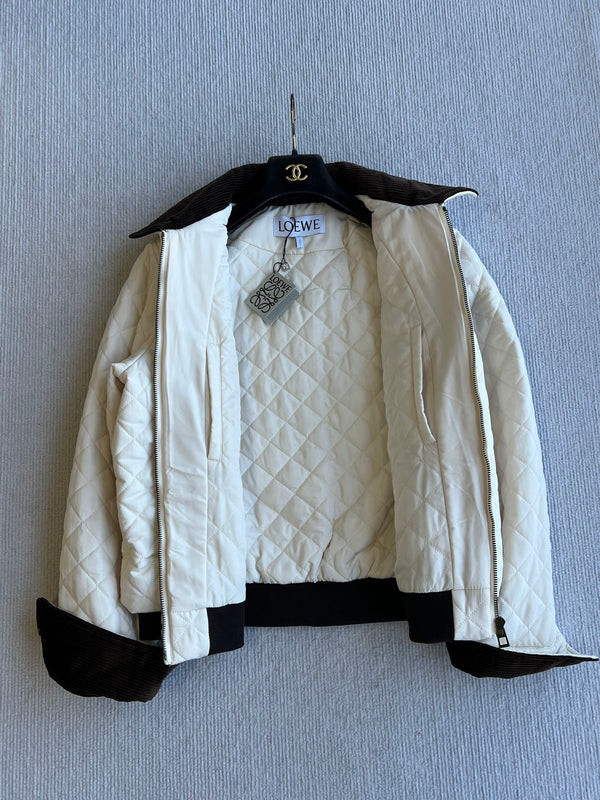 Loewe 2025 Veste Blanc Marron Coton Polyester 325273