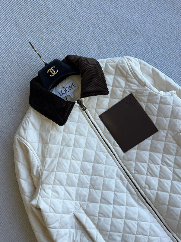 Loewe 2025 Veste Blanc Marron Coton Polyester 325273