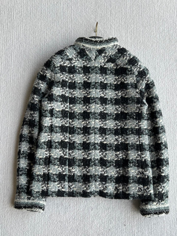 Chanel 2025 Veste en tweed à carreaux noir Laine Polyester 325363