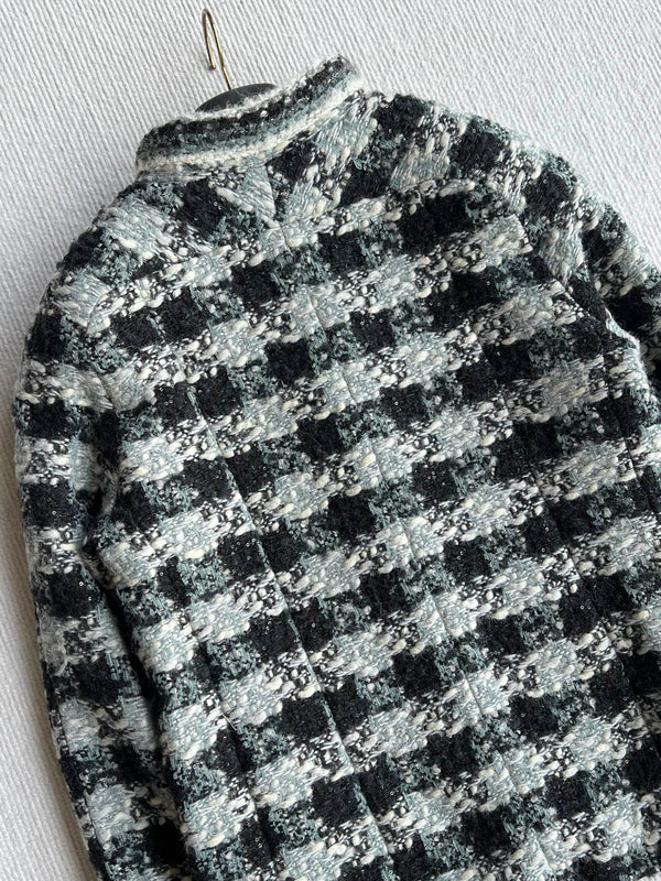 Chanel 2025 Veste en tweed à carreaux noir Laine Polyester 325363
