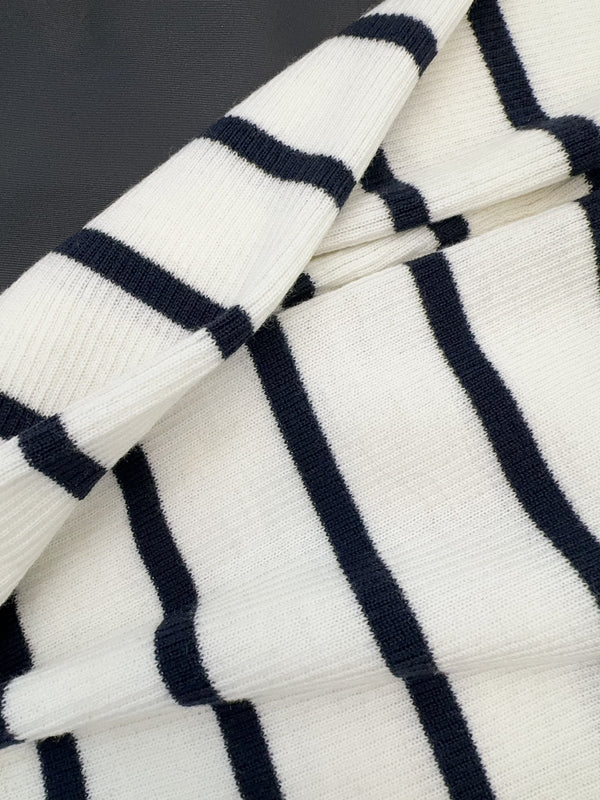 Prada Striped Knitted Turtleneck Sweater Black mix White Wool