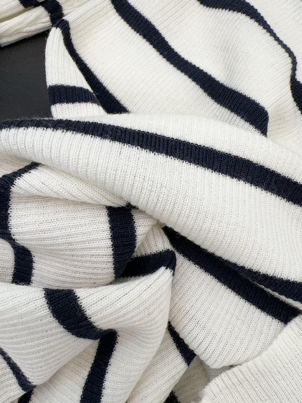 Prada Striped Knitted Turtleneck Sweater Black mix White Wool