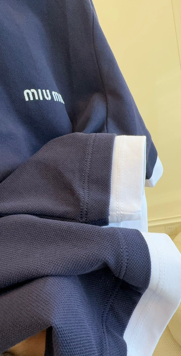 Miumiu 2025 Polo Shirt navy Blue Cotton