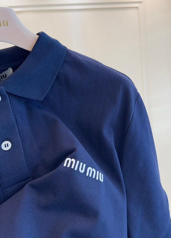 Miumiu 2025 Polo Shirt navy Blue Cotton