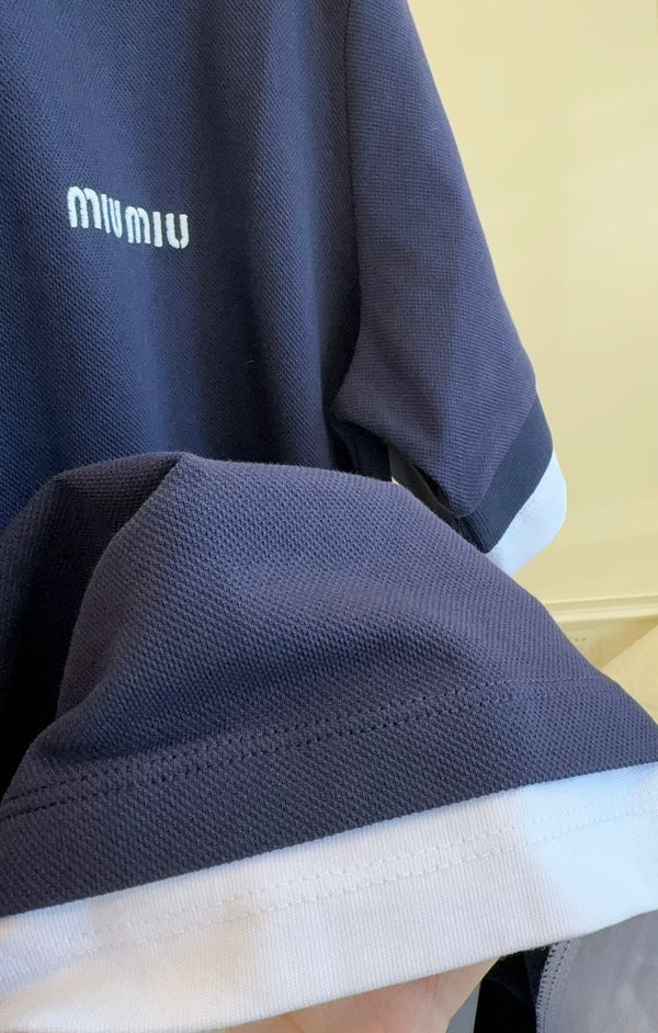 Miumiu 2025 Polo Shirt navy Blue Cotton