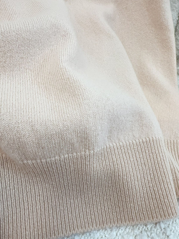 Miu Miu 25 Striped Polo Short-sleeved Sweatshirt Beige Cashmere