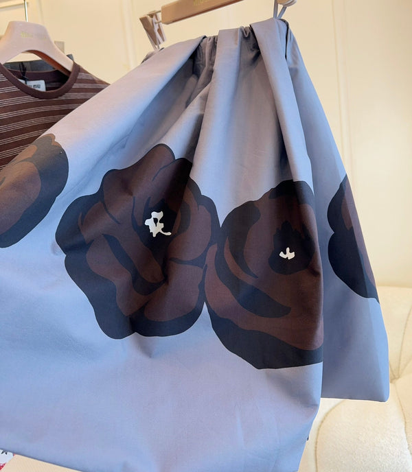 Gonna Miu Miu 25 Floral Fluffy in cotone grigio