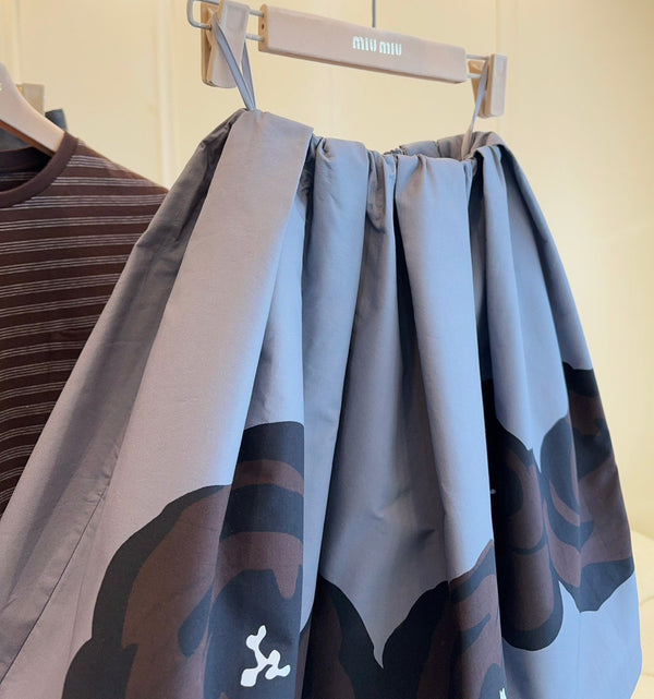 Gonna Miu Miu 25 Floral Fluffy in cotone grigio