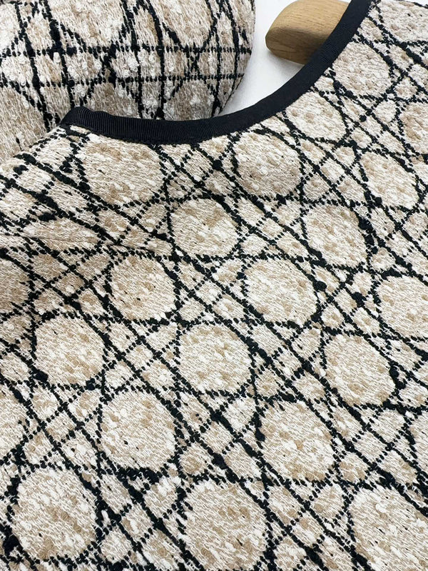 CD 2025 Plaid Dress Beige Cotton