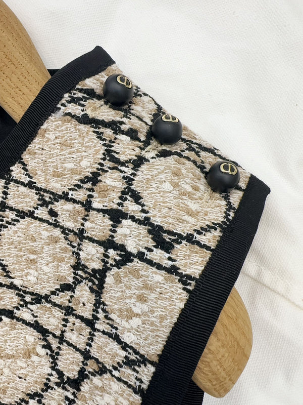 CD 2025 Plaid Dress Beige Cotton