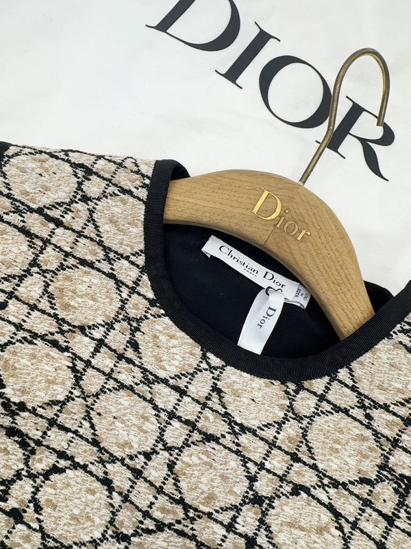 CD 2025 Plaid Dress Beige Cotton