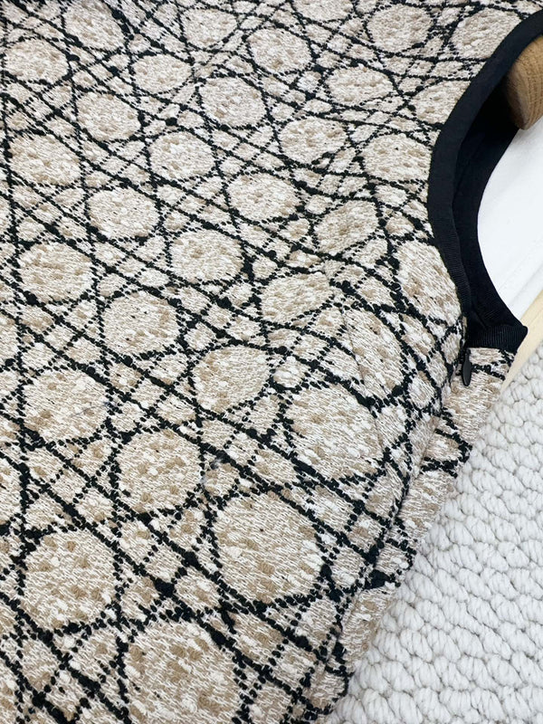 CD 2025 Plaid Dress Beige Cotton