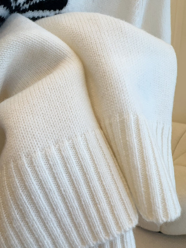 CD 25 Maglia a maniche corte in maglia a farfalla in cotone bianco e nero