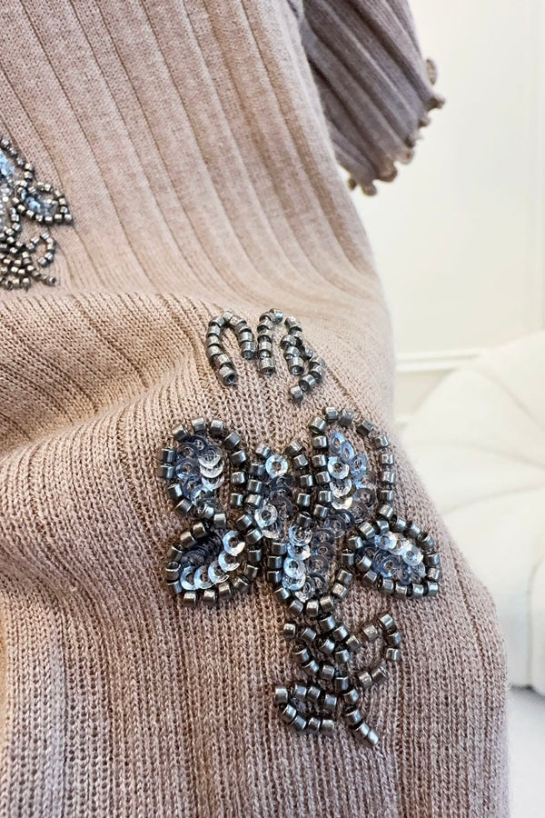 Fendi 25 Beaded Polo shirt Pure Beige Cotton