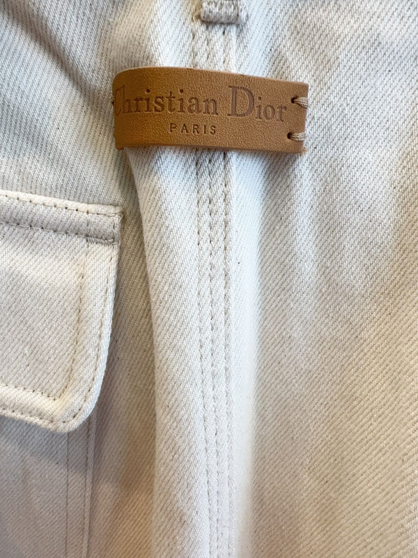 CD 25 Monogram Denim Skirt Beige Cotton