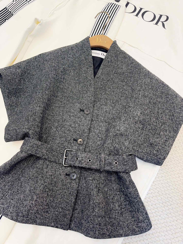 CD 25 Floral V-neck Jacket Gray Cotton