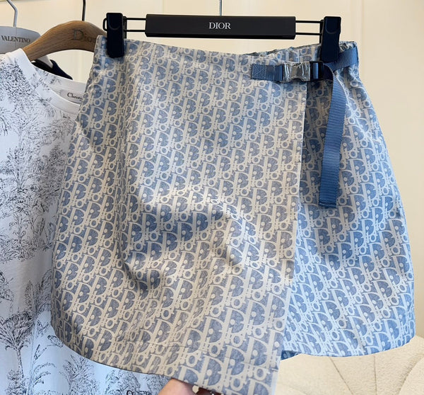 CD 25 Monogram Set Blue Jacquard Fabric