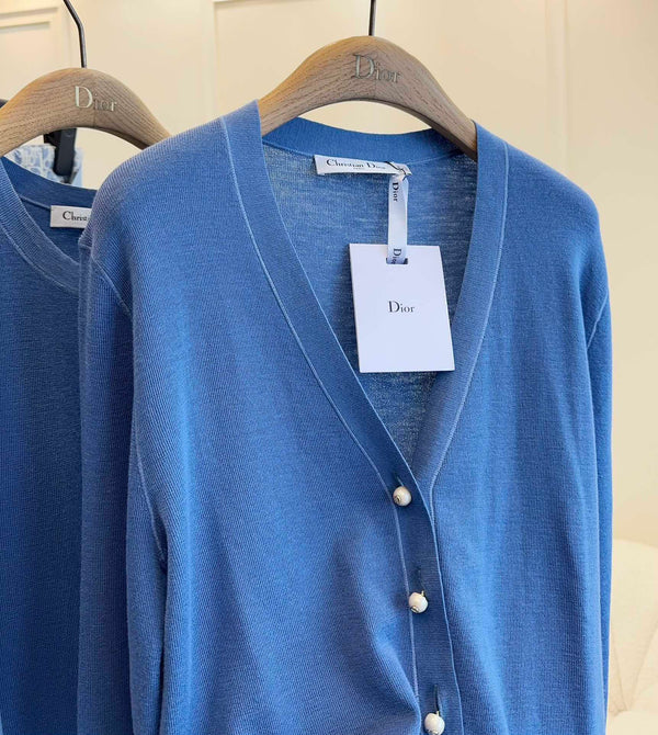 CD 25 Set Cardigan Gilet Blu Scuro Lana