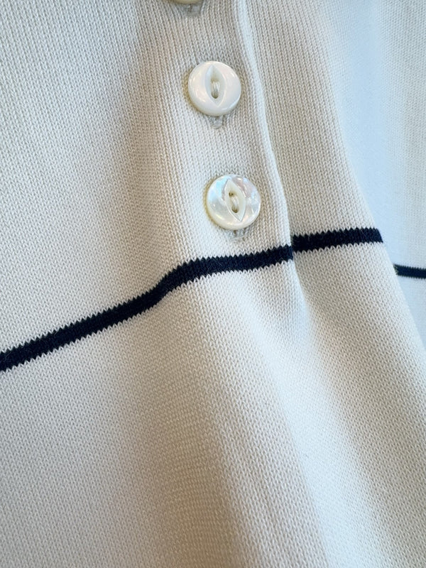 Polo Celine 25 a maniche lunghe in seta e cotone bianco