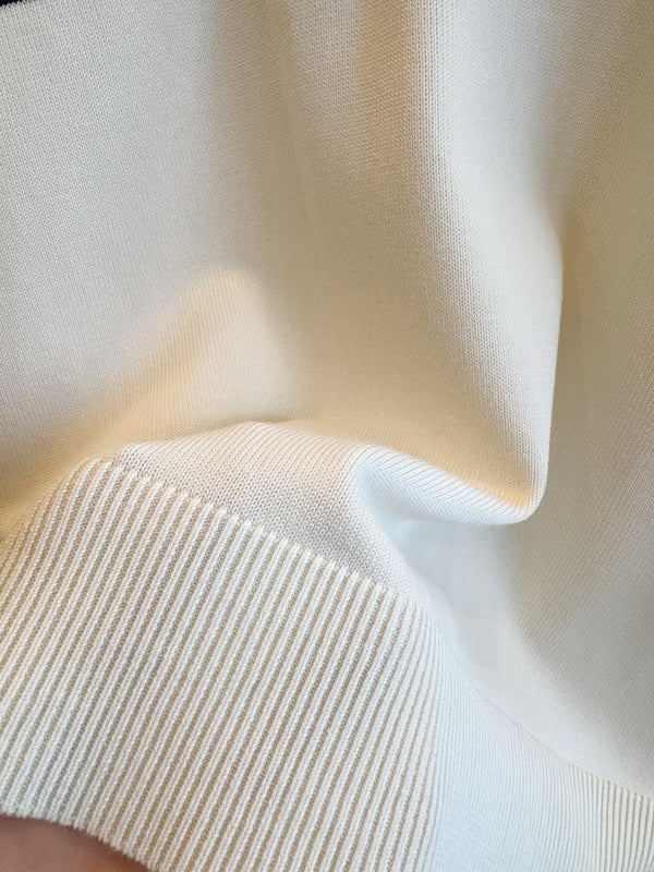 Polo Celine 25 a maniche lunghe in seta e cotone bianco