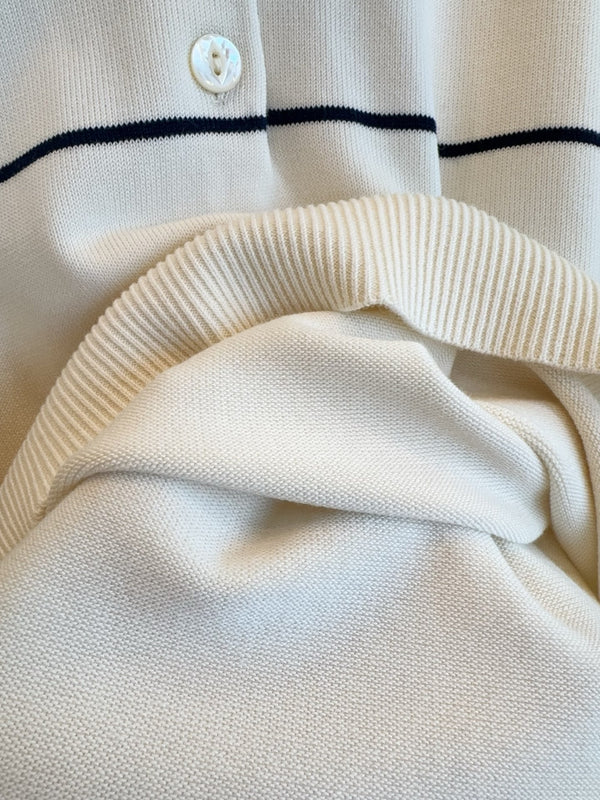 Polo Celine 25 a maniche lunghe in seta e cotone bianco