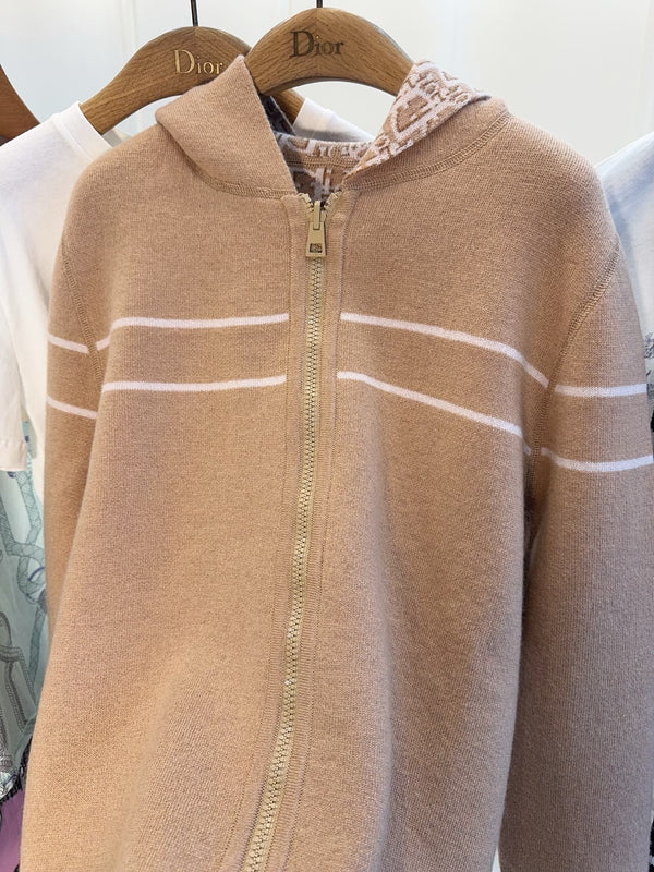 CD 25 Hooded Jacket Nude Beige 2 Sides Cashmere