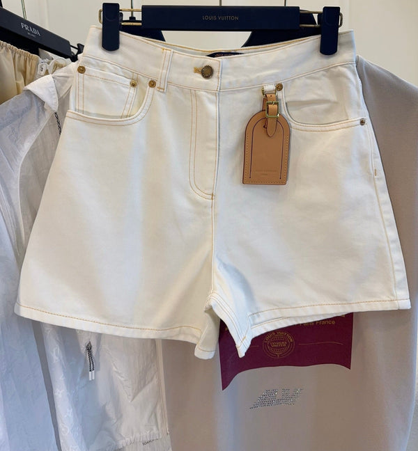 LV 25 Pantaloncini di jeans versatili e snellenti in cotone bianco