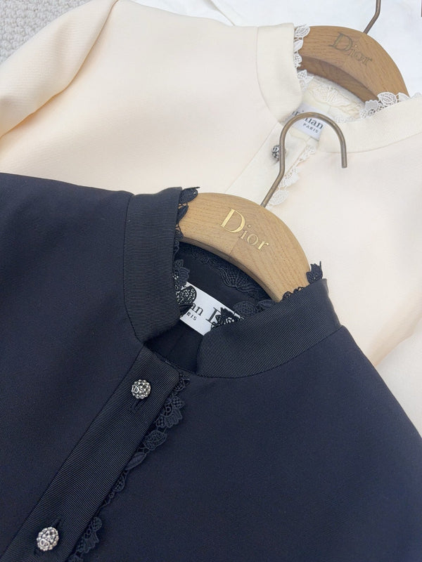 CD 25 Jacket Beige Black Wool Silk