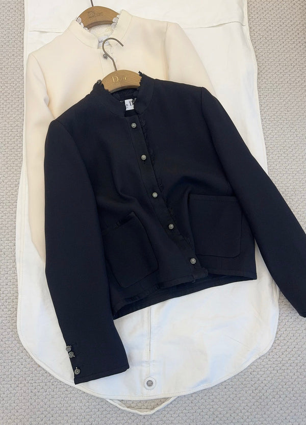 CD 25 Jacket Beige Black Wool Silk