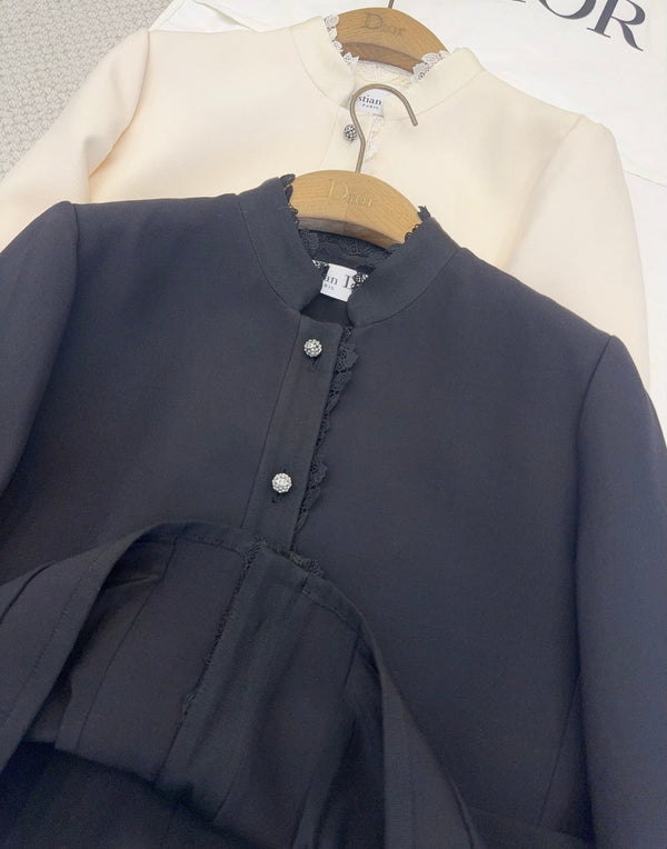 CD 25 Jacket Beige Black Wool Silk