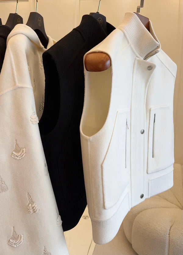 HM 25 Cashmere Embroidered Leather Vest