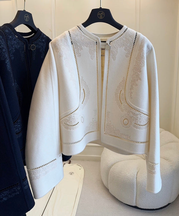 HM 25 Double-Sided Embroidered Short Wool Coat 264293