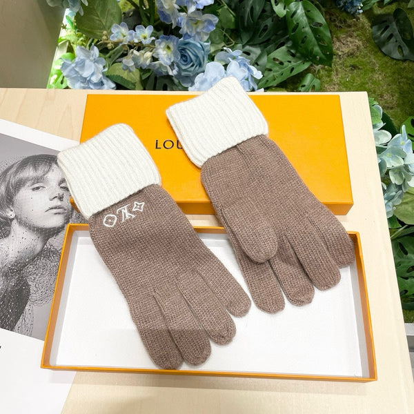 GLOVES IN LIGHT BROWN MIX WHITE WOOL 458549