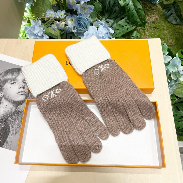 GLOVES IN LIGHT BROWN MIX WHITE WOOL 458549