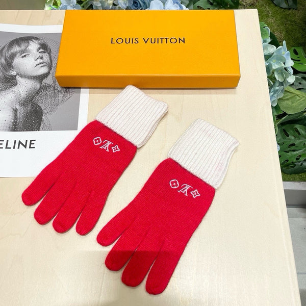 GLOVES IN CHERRY RED MIX WHITE WOOL 458551