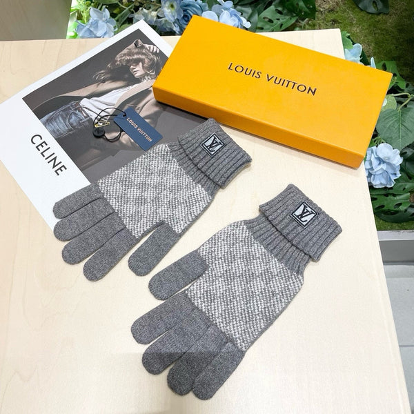 LV GLOVES IN DOVE GRAY WOOL 462427