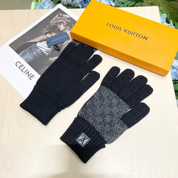 LV GLOVES IN BLACK WOOL 462428