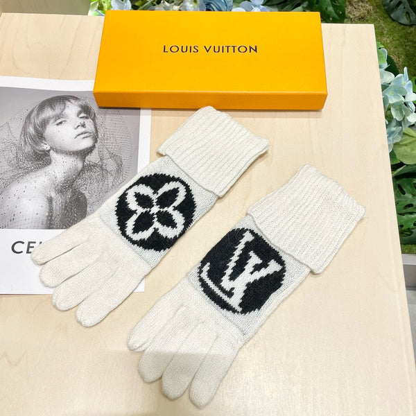 LV GLOVES IN WHITE MIX BLACK WOOL 464989