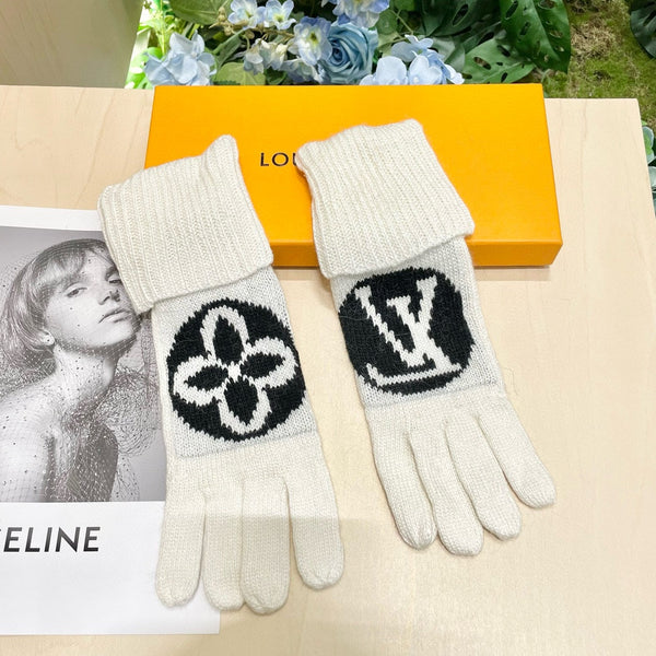 LV GLOVES IN WHITE MIX BLACK WOOL 464989