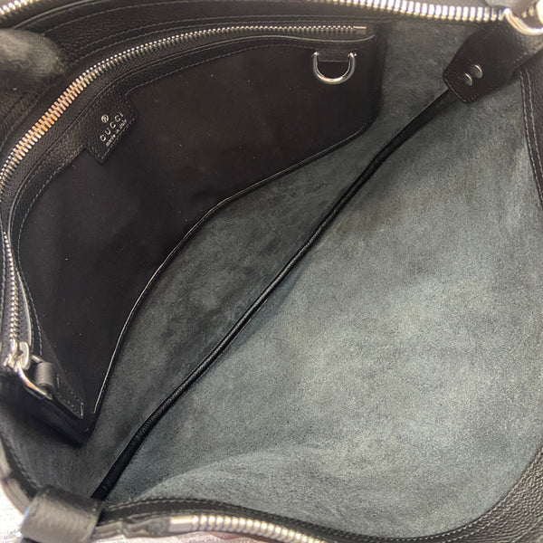 BORSA A SPALLA BODY 40 IN PELLE DI VITELLO NERA CON FERRAMENTA ARGENTO