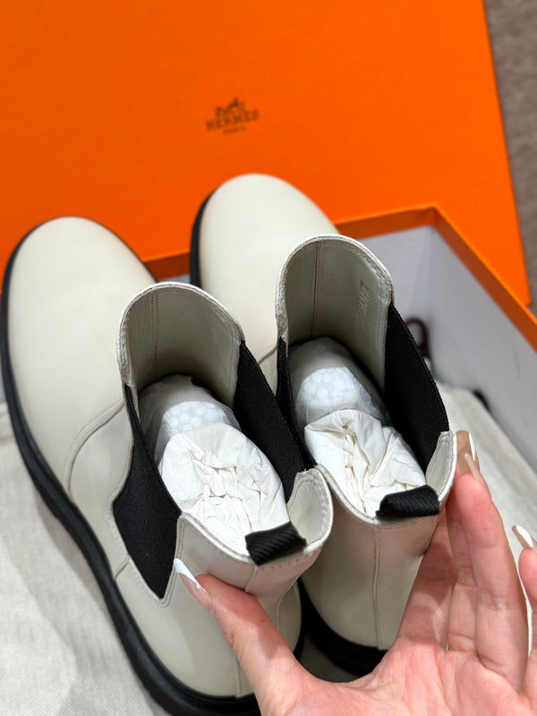 Stivaletto HM Harrow 50MM in pelle di vacchetta bianca 114780