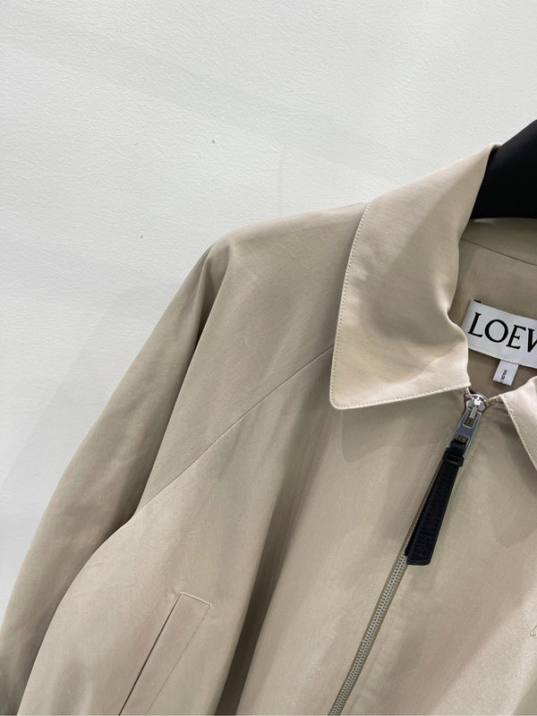 Loewe Trench court zippé en coton kaki clair 2025 217881