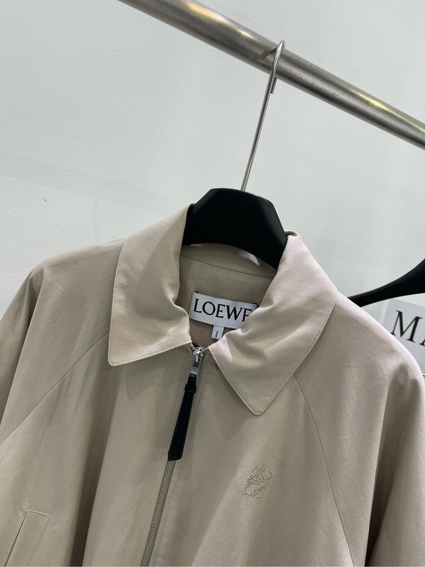 Loewe Trench court zippé en coton kaki clair 2025 217881