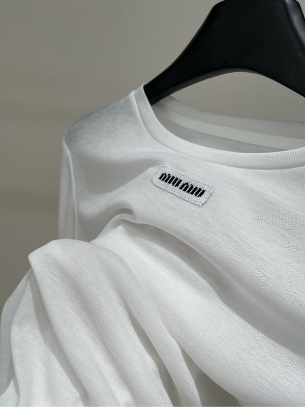Miu Long-sleeved T-shirt White Cotton 349751