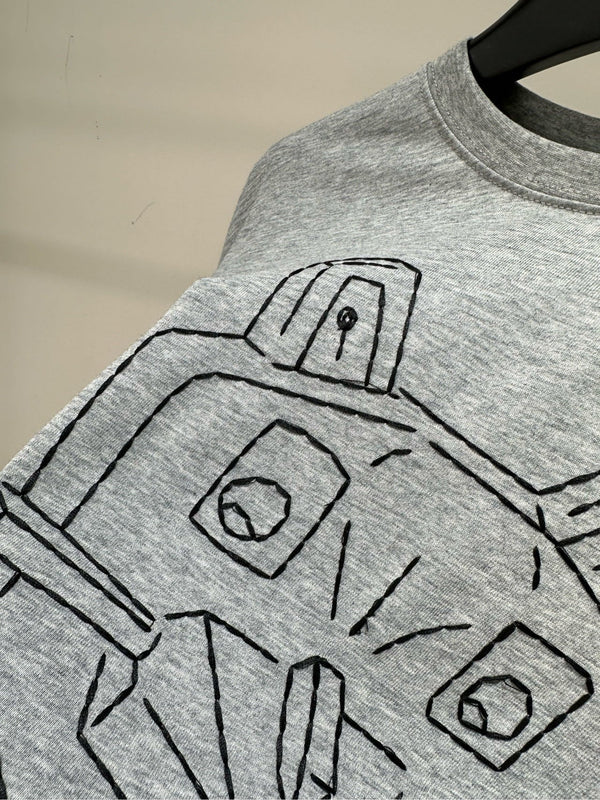 Loewe T-shirt à manches longues et col rond en coton gris motif chat 2025 327180