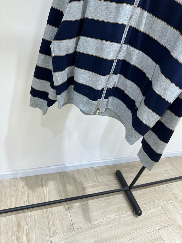 Miu 26s Sweat à capuche rayé en jersey Bleu Gris Coton 349687