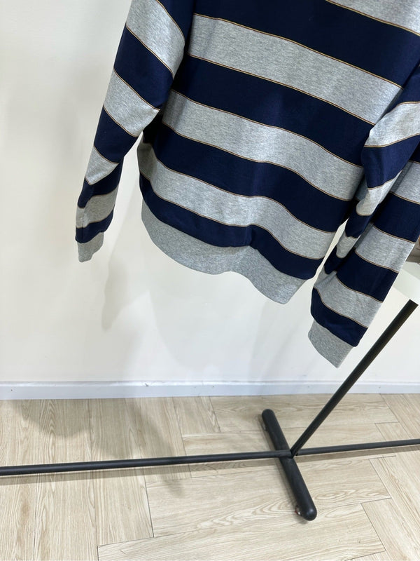 Miu 26s Sweat à capuche rayé en jersey Bleu Gris Coton 349687