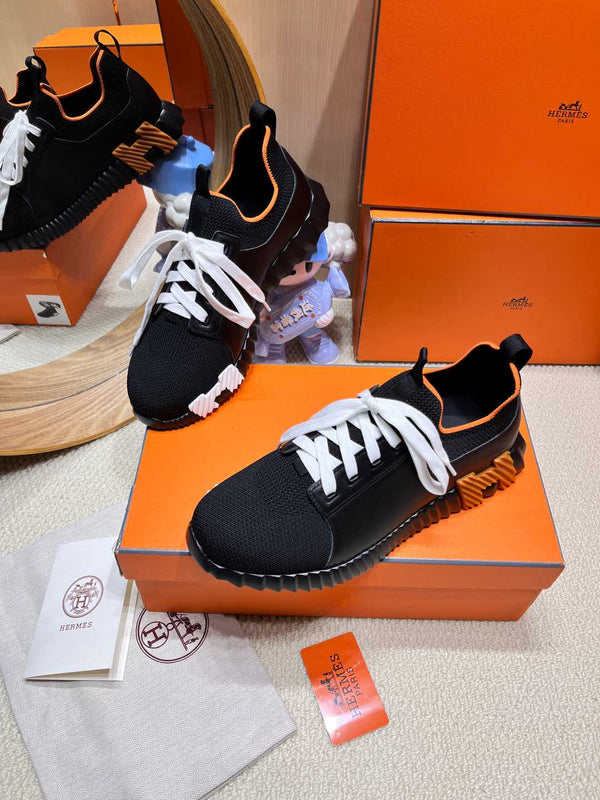 HM Depart slip-on Sneaker Black mix White Knitted fabric and Calfskin 206316