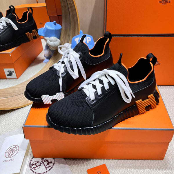 HM Depart slip-on Sneaker Black mix White Knitted fabric and Calfskin 206316